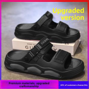 Mens Summer Slippers Anti-Slip Wear-Resistant Beach Sandals Large Size 45 Driving Dual-Purpose Sports Slip-On Casual Shoes