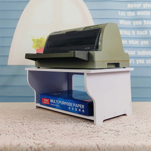 ชั้นวางเครื่องพิมพ์แบบสูงขึ้นสำหรับโต๊ะทำงาน ชั้นวางของสำนักงานขนาดเล็ก อุปกรณ์เสริมสำหรับคอมพิวเตอร์ ชั้นวางหนังสือแบบหมุด