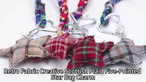 Creative Retro Scottish Plaid Five-Pointed Star Bag Charm High-Quality DIY Keychain Student Backpack Accessory Holiday Gift