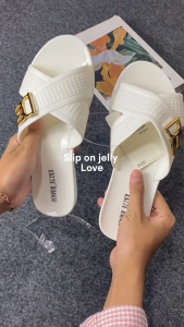 Sandal Flat Jelly Wanita Power Alina Motif Gesper Kelinci Strap Silang 3097-S1