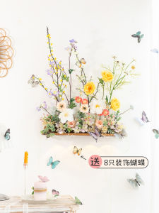 Artistic French Wall Decor Green Plant Passage Wall Mounted Artificial Flowers 3D Autumn Hanging Lamp Home Decor Accessories