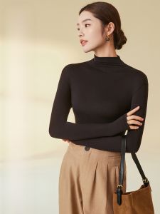 Áo sơ mi nữ MiiOW dài tay cổ cao lông cừu đen trắng