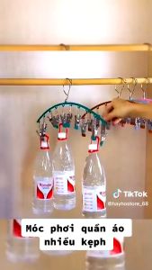 Móc Treo Đồ Lót Tất Vớ 10 Kẹp Bọc Nhựa Có Khóa Chống Gió - Móc Treo Quần Áo 10 Móc Inox Siêu Tiện Lợi