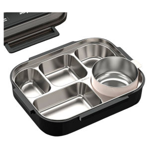 Large Capacity Stainless Steel Lunch Box with Insulation Bag Divided Meal Tray for Office Workers Students School Cafeteria