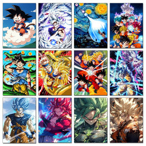 Bandai | Japanese Anime Diamond Painting Goku Full Square Round Drill Mosaic Embroidery Picture Living Room Bedside Mural