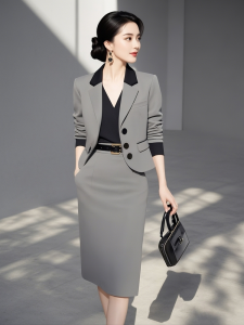 DANTING | Elegant Grey Chic Style Womens Suit Set