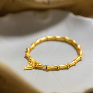 Elastic Length Extendable 916 Gold Charm Bamboo Chain Bracelet Strandfor Women Teen Girls