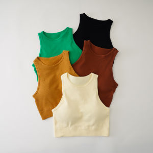 Professional Running Sports Vest Womens Fitness Bra Yoga Small Tank Top Elastic Shockproof Quick Dry Top Breathable Nylon