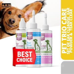 Pets Emporium Pawfect Trio Care Set: Tear Clear Ear Cleanse & Ear Powder for Dogs & Cats