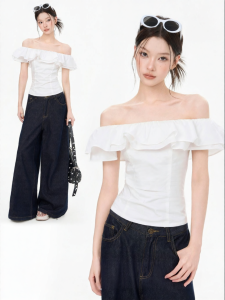 Áo Thun Ôm Body Cổ Trụ Ruffle