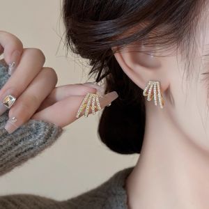 Hoa Tai Đính Đá Rhinestone Nhiều Chân Bằng Bạc Nguyên Chất Cho Nữ Thời Trang Sang Trọng Thiết Kế Thanh Lịch Trang Sức Tai Hợp Thời Trang