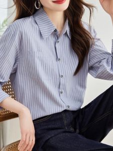 Elegant Womens Stripe Long Sleeve Casual Shirt