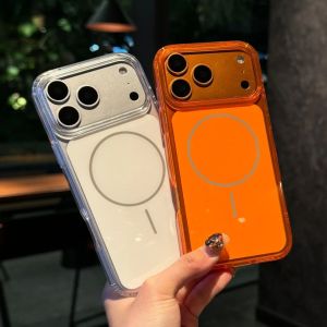 เคสโทรศัพท์กันกระแทกแบบแม่เหล็กสำหรับ iPhone 17Pro 17ProMax รองรับ MagSafe พร้อมแผ่นกันกระแทกสีดำอย่างเป็นทางการ