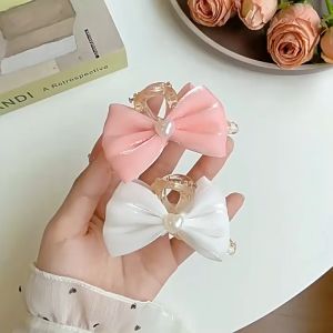 Kẹp tóc càng cua nơ nhỏ nhiều màu sắc tim trắng dễ thương phong cách Hàn Quốc K29