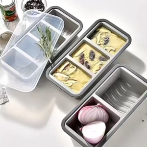 Food-grade silicone material compartmentalized lidless lunch box food storage mold - 2 compartments / 3 compartments