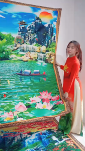 TẶNG ĐINH TREO Phông Sơn Thủy Hữu Tình Bằng Vải Decor Trang Trí Nhà Phòng Khách Phòng Làm Việc Có Khổ Lớn Tới 4M - MINHSTORE66