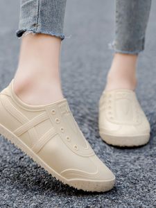 All Year Round Rain Boots for Women Low Ankle Non Slip Waterproof Rubber Shoes Flats Rain Boots Fashion Soft Bottom Kitchen Work Shoes Men