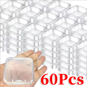 60pcs Transparent Plastic Jewelry Box / Portable Handmade DIY Beads Jewelry Storage Case / Desktop Display Organizer for Small items