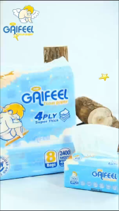 GAIFEEL กระดาษทิชชู 1 แพ็ค 100 แผ่น กระดาษทิชชู่สำหรับครอบครัว กระดาษแบบ 4 ชั้น