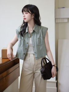 Flying Sleeves Denim Vest Female Summer Thin Online Celebrity Hong Kong Style Retro Outer Wear Short Sleeveless Vest Coat Top