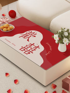 Bàn Tròn Phòng Khách PVC Chống Thấm Nước Chống Dầu Không Cần Giặt Bàn Trà Cưới Đỏ Trang Trí Nhà Cửa Phong Cách Hiện Đại