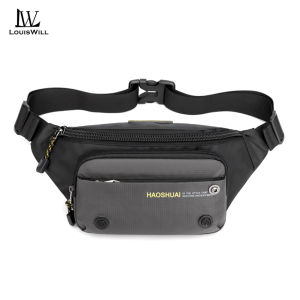 LouisWill กระเป๋าไนลอนผู้ชายกระเป๋าคาดเอวใช้งานได้กระเป๋าคาดหน้าอกกระเป๋ากีฬาสะพายไหล่กันน้ำกันขโมยกระเป๋าสะพายกระเป๋าสะพายไหล่ถนนกระเป๋าหิ้วการเดินทางหรือกระเป๋าธุรกิจที่มีความจุขนาดใหญ่สำหรับกีฬาการเดินทางกลางแจ้งโรงเรียน