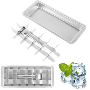 4/1pcs Stainless Steel Ice Cube Tray Removable Ice Cube Maker with Handle Ice Cube Mold for Cocktail Coffee Fruit Juice Drink