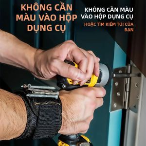 Dây Đeo Tay Từ Tính Đựng Dụng Cụ Vít Đinh Mũi Khoan - Dây Đeo Polyester Chắc Chắn Với 5 Hàng 15 Nam Châm Dành Cho Nam Và Nữ