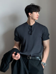 YOULIN | Heavyweight Small Collar Pure Color T-Shirt
