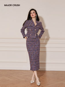Elegant Chic Purple Haze Dress Set Double Pockets