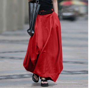 plus Size High Waist A-Line Skirt Womens Casual Long Dance Skirt Full Body Half-length Street Style Pure Color Polyester Fiber