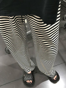 Ice Silk Striped Pants Womens Spring Autumn Wide Leg Sports Casual Sun Protection Walking Summer Thin Small Size