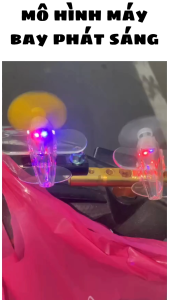 [VG321] Mô hình máy bay nhỏ phát sáng đèn LED dùng gió trang trí xe máy oto  mũ bảo hiểm