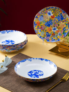 Elegant Chinese Style Enamel Color Porcelain Bowl Set Fine Bone China Dinnerware for Eating And Serving High End Gift