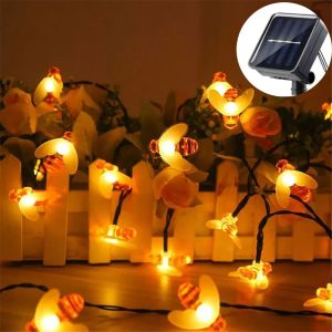 พลังงานแสงอาทิตย์น้ําผึ้ง Bee LED String Fairy Light Bee สวนกลางแจ้งรั้ว Patio Garland ไฟ 20/50/100LEDs