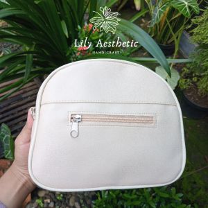 NEW Tas Selempang Wanita Elegan | Bahan Kulit Sintetis Tebal | Cream