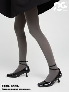 กางเกงชั้นในสตรี Rougo ทรงเอวสูง สีเทา 80D ผ้ากำมะหยี่ ทรงยาวถึงเข่า ป้องกันการติดกัน ไม่หลุดรู กางเกงชั้นในสีดำ สำหรับฤดูใบไม้ผลิและฤดูใบไม้ร่วง