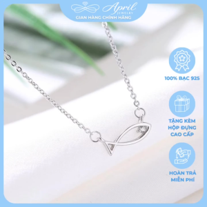Dây chuyền bạc nữ mẫu chú cá đáng yêu đính đá chất liệu bạc 925 mẫu mới sang trọng APRIL JEWELRY DC013