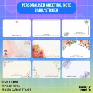 Personalized Greeting card Notecard Sticker Set 50pcs 25pcs Personalised