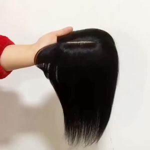 100% Human Hair Piece Black And Brown Hair Topper Hair Replacement Cover White Hair Breathable And Lightweight Wig Increase Hair Volume For Women