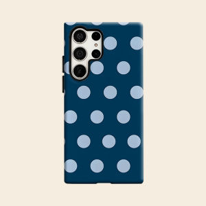 Navy White Polka Dots Luxury Fashion Full Lens Protective Case for Samsung Galaxy S26 S25 S24 A56 A36 Plus Ultra