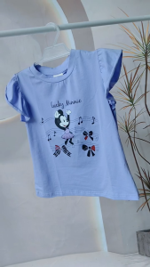 Girls Lavender Ruffle Sleeves T-shirt Cute Graphic Design Trendy Summer Outfit for 3-10Y Kids Girls