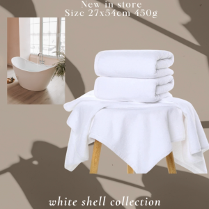100% Cotton Premium Hotel 450 g White Towel Water Absorbent I Tuala Tebal Tuala Mandi Hotel
