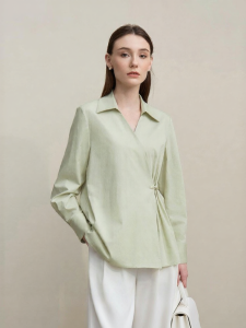 AMII | New Chinese Style Cotton Feel White Shirt