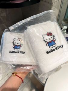 Hellokitty Pure Cotton Absorbent Quick Dry No Shedding Bath Towel Cute Couple Friend Face Towel Bathing Large Small Towel