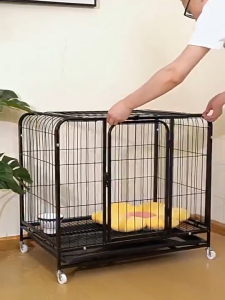 Heavy Duty Dog Cage with Wheels Metal Crate for Large Dogs