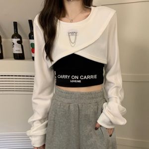 French Style Layered Sleeveless Top And Jacket Womens Fashion Autumn 2023 Short Length Long Sleeve Two-Piece Set Outerwear