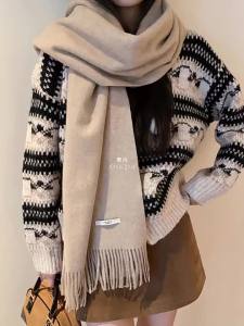 Korean Style New 2026 Womens Wool Blend Scarf
