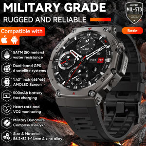 2025 Original T-Rex 3 Pro Military GPS Smart Watch 5ATM Waterproof Built-in GNSS Clcok Compass Altimeter 500mAh Smartwatches Men