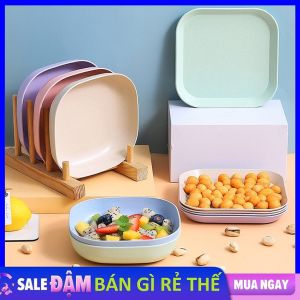 Bộ 8 đĩa lúa mạch Màu Pastel Siêu Xinh - đĩa lòng sâu chât liệu nhựa lúa mạch sinh học an toàn - Đĩa đựng bánh kẹo đồ ăn vặt - Đĩa đưng trái cây